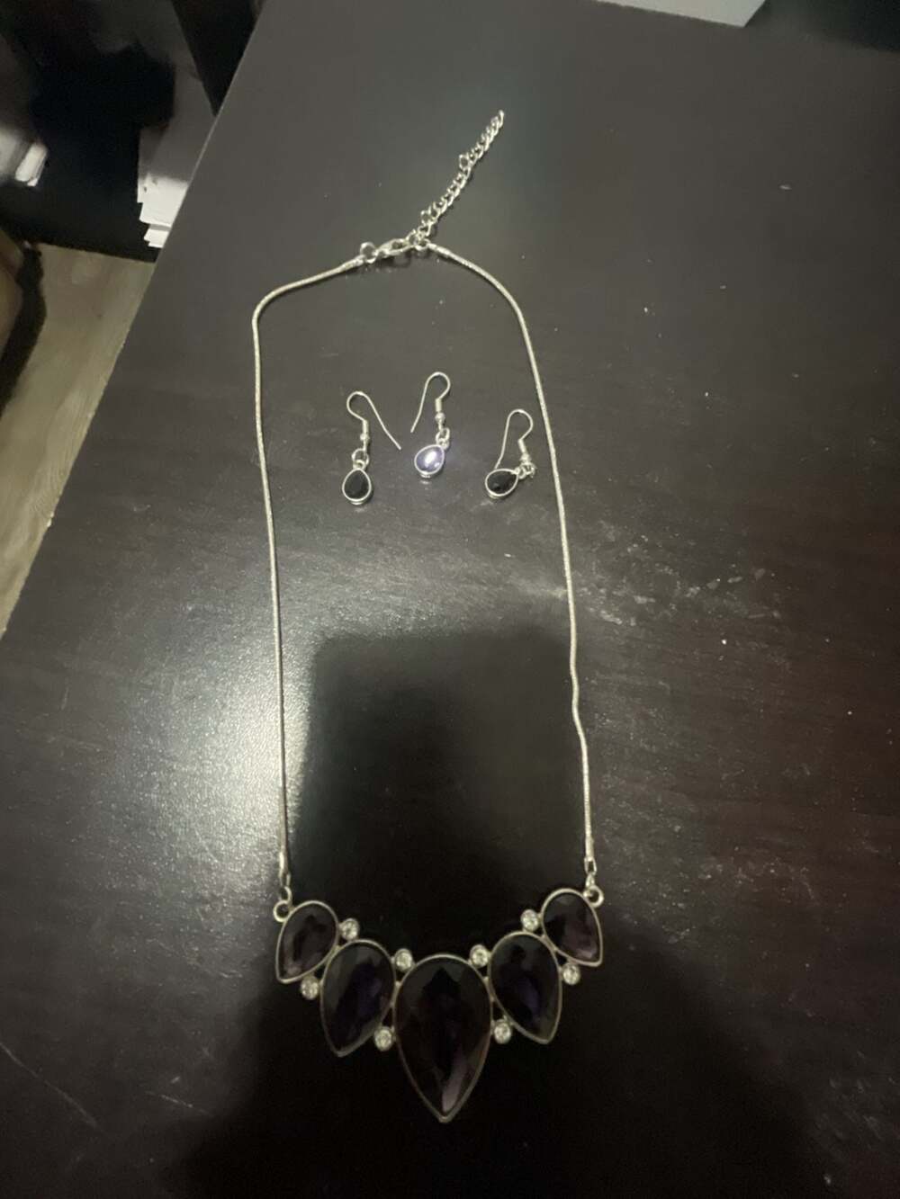 Paparazzi Regally Refined Silver-Tone and Purple Teardrop Gemstone Necklace and